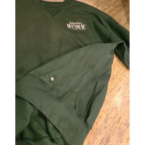 Russell Athletic Pro Size L Reverse Weave Sweatshirt Green Wesmac New * stains* - Picture 7 of 12
